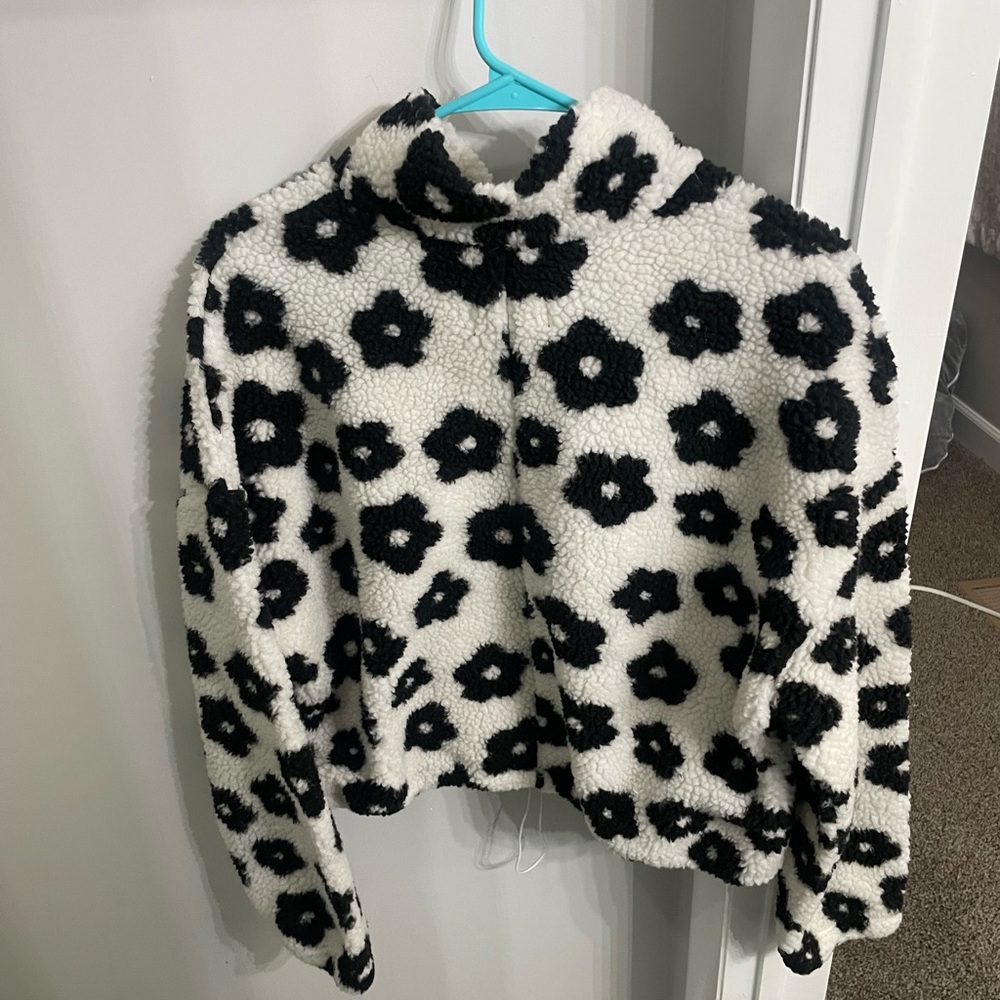 Floral Sherpa fleece half zip